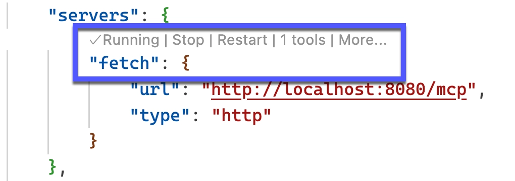 VS Code MCP running VS Code MCP running